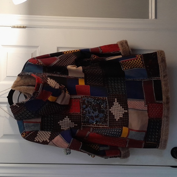 Patchwork Hooded Women's Coat - Picture 5 of 10